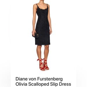 ❤️Diane Von Furstenberg NWT Olivia Black on Black Lace Dress.  Size 14.
